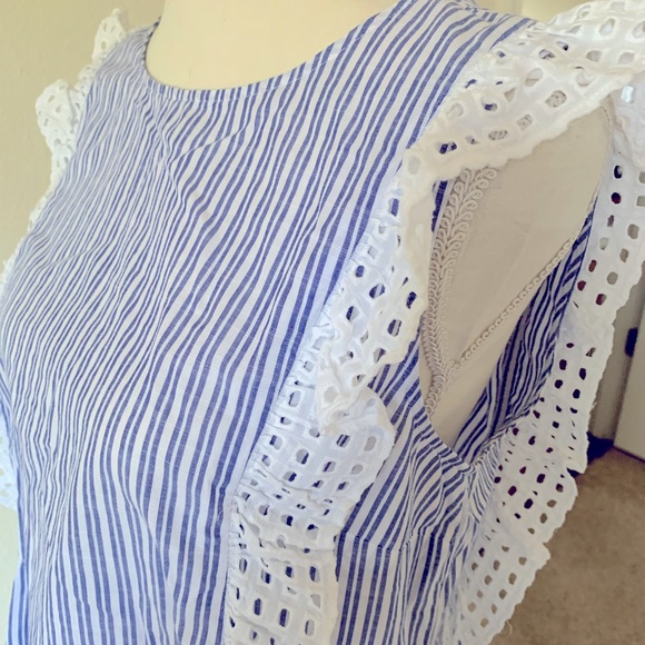 Lily Pulitzer Blue Stipe Ellis Peplum Ruffle Sleeveless Top - Picture 7 of 10